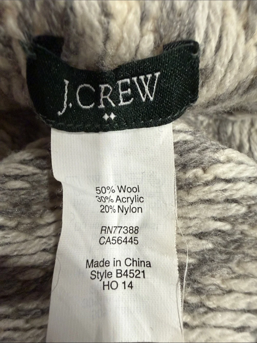 J Crew Gray and White Chevron Infiniti Scarf